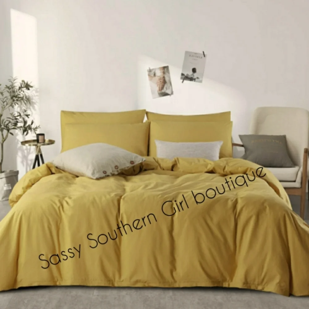 ⭐🆕 Boho vintage banana sunrise yellow duvet cover set